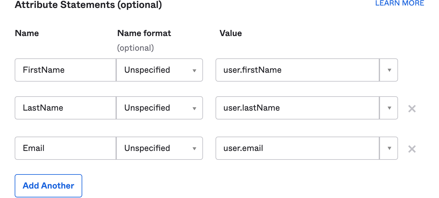 Fill in attribute statements