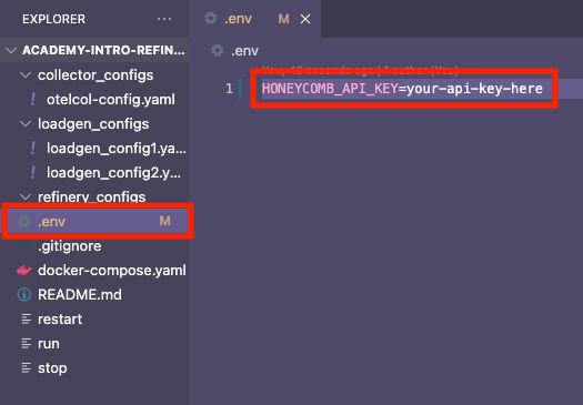 Screenshot of `.env` file