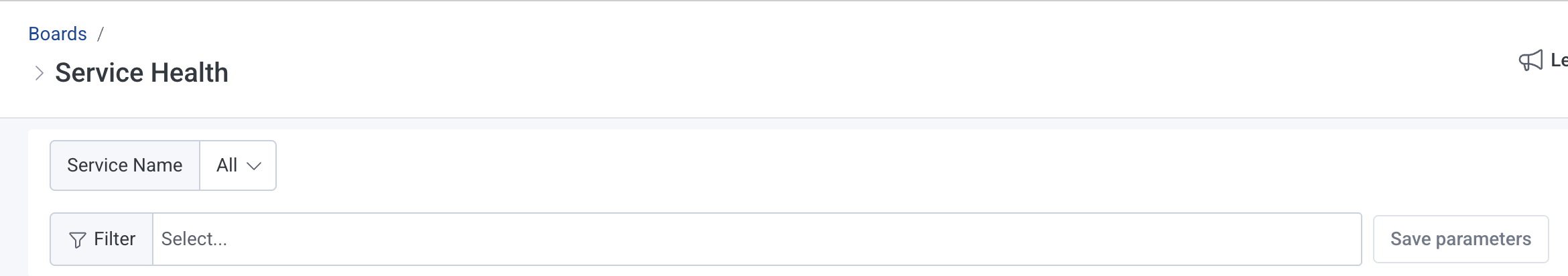 Screenshot of the filters area of a Board that has been configured with presets