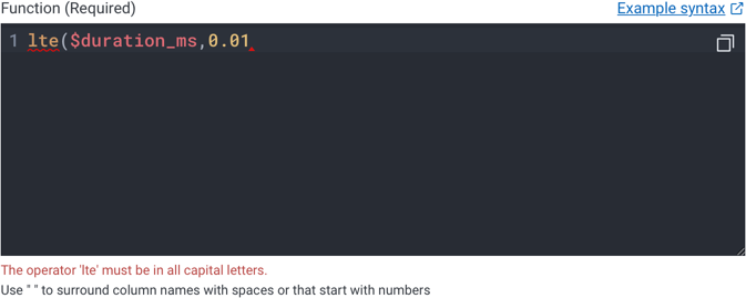 Derived column syntax error for a function