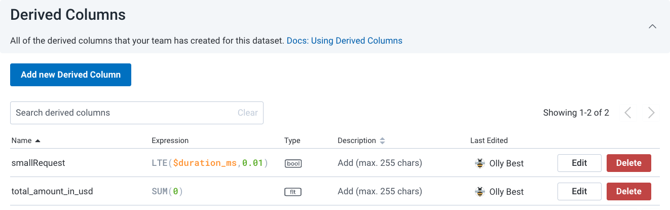 Delete derived column