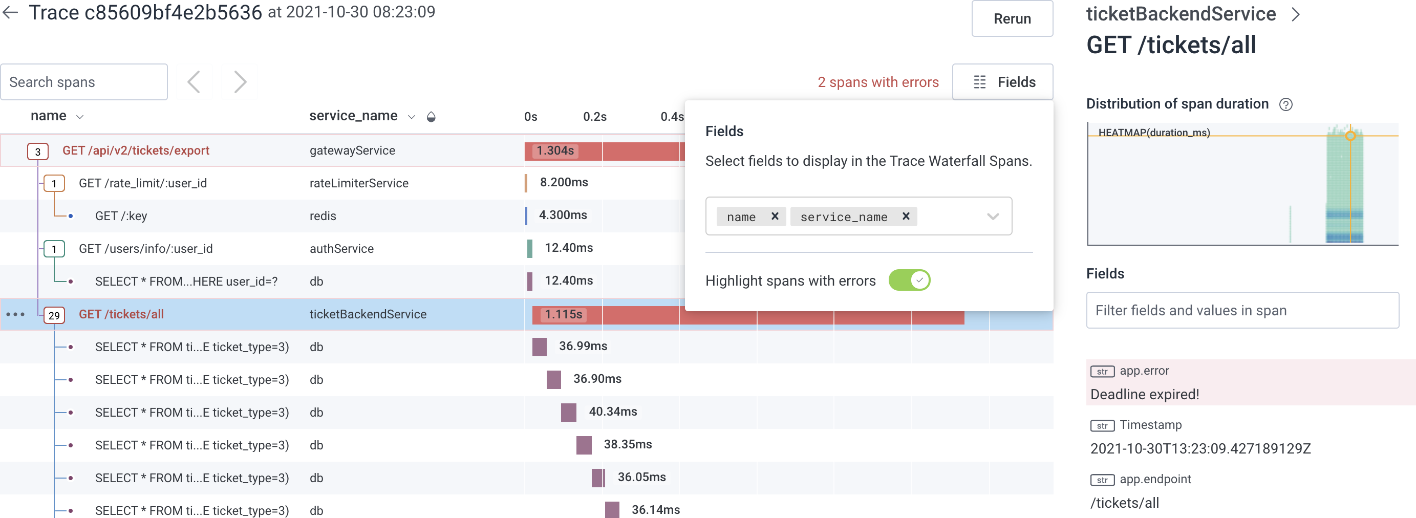 Error highlighting