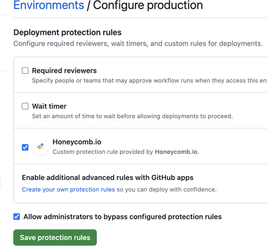 Enable Honeycomb Deployment Protection Rule in GitHub