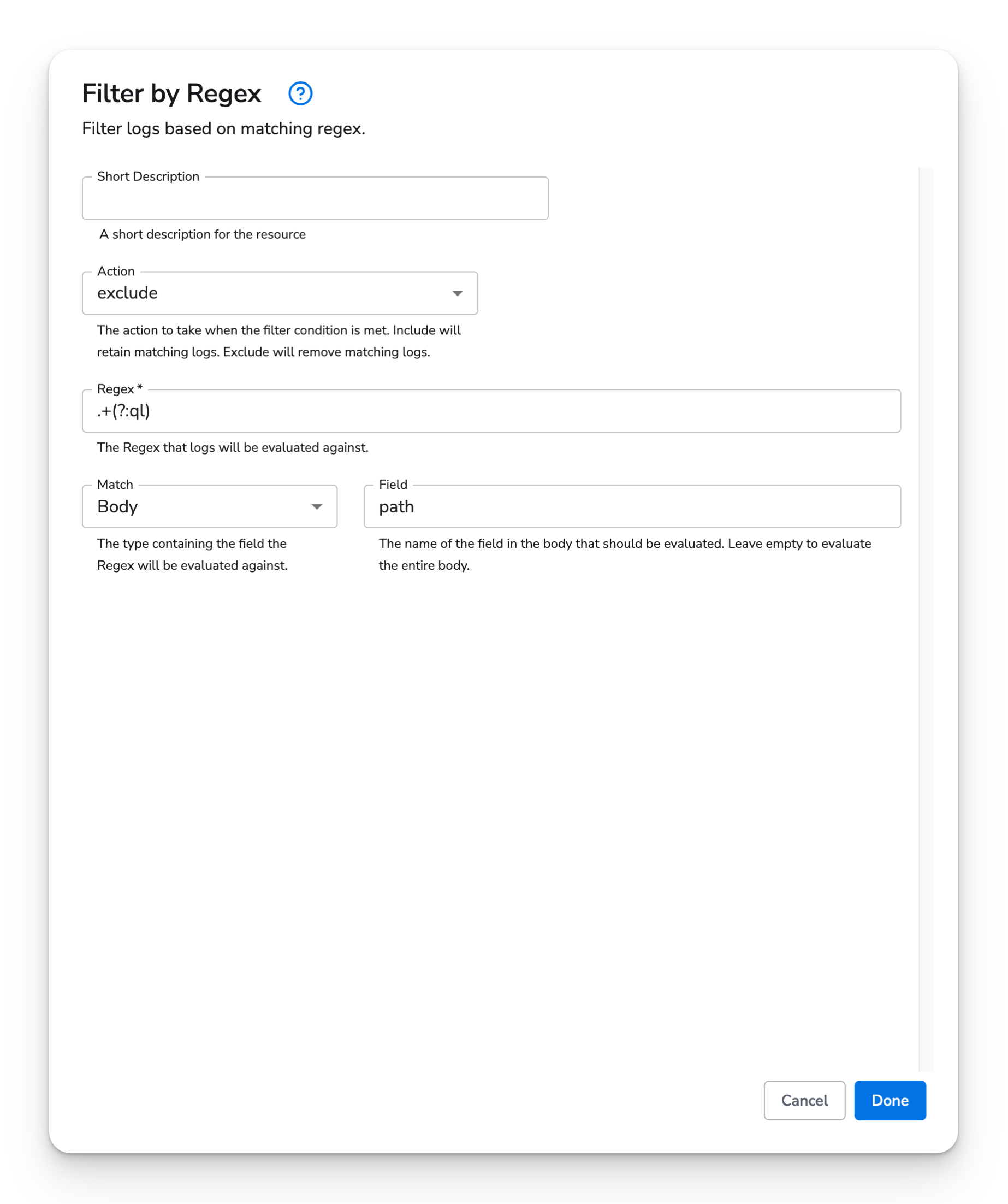 Honeycomb Docs - Filter by Regex Processor - image 1