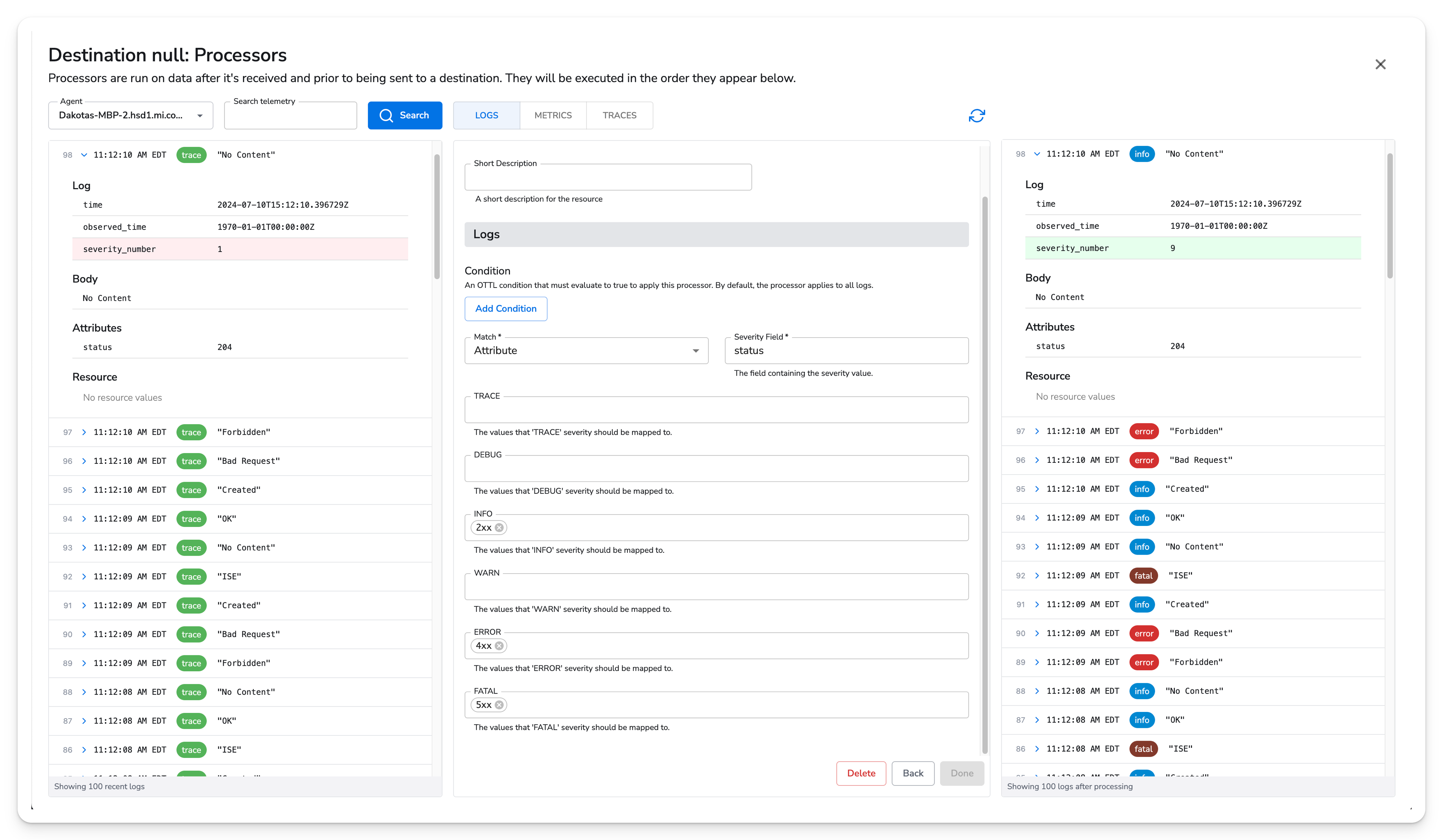 Honeycomb Docs - Parse Severity - HTTP Status Range