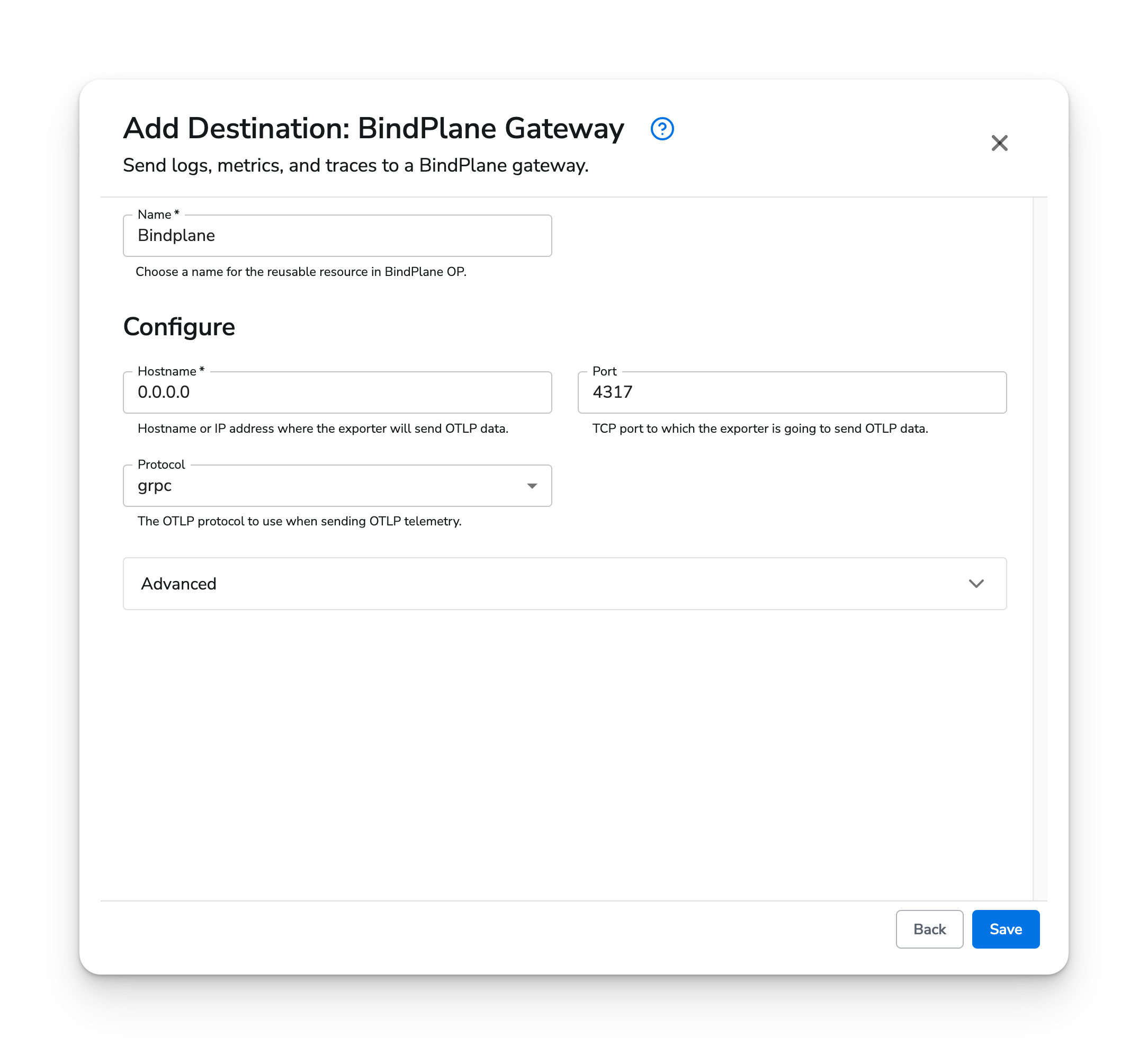 Honeycomb Docs - BindPlane Gateway Destination - image 1