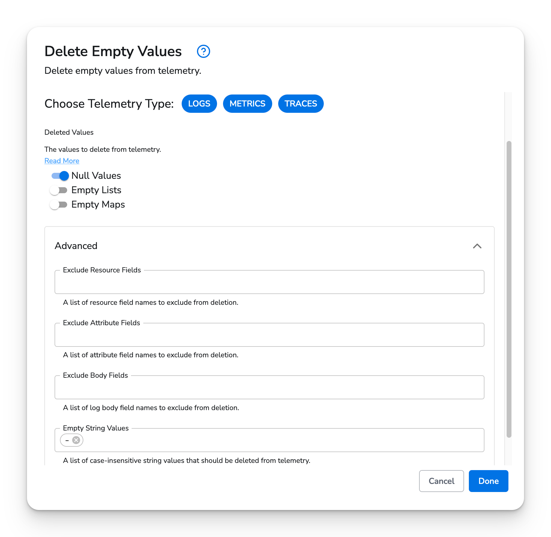 Honeycomb Docs - Delete Empty Values - image 1