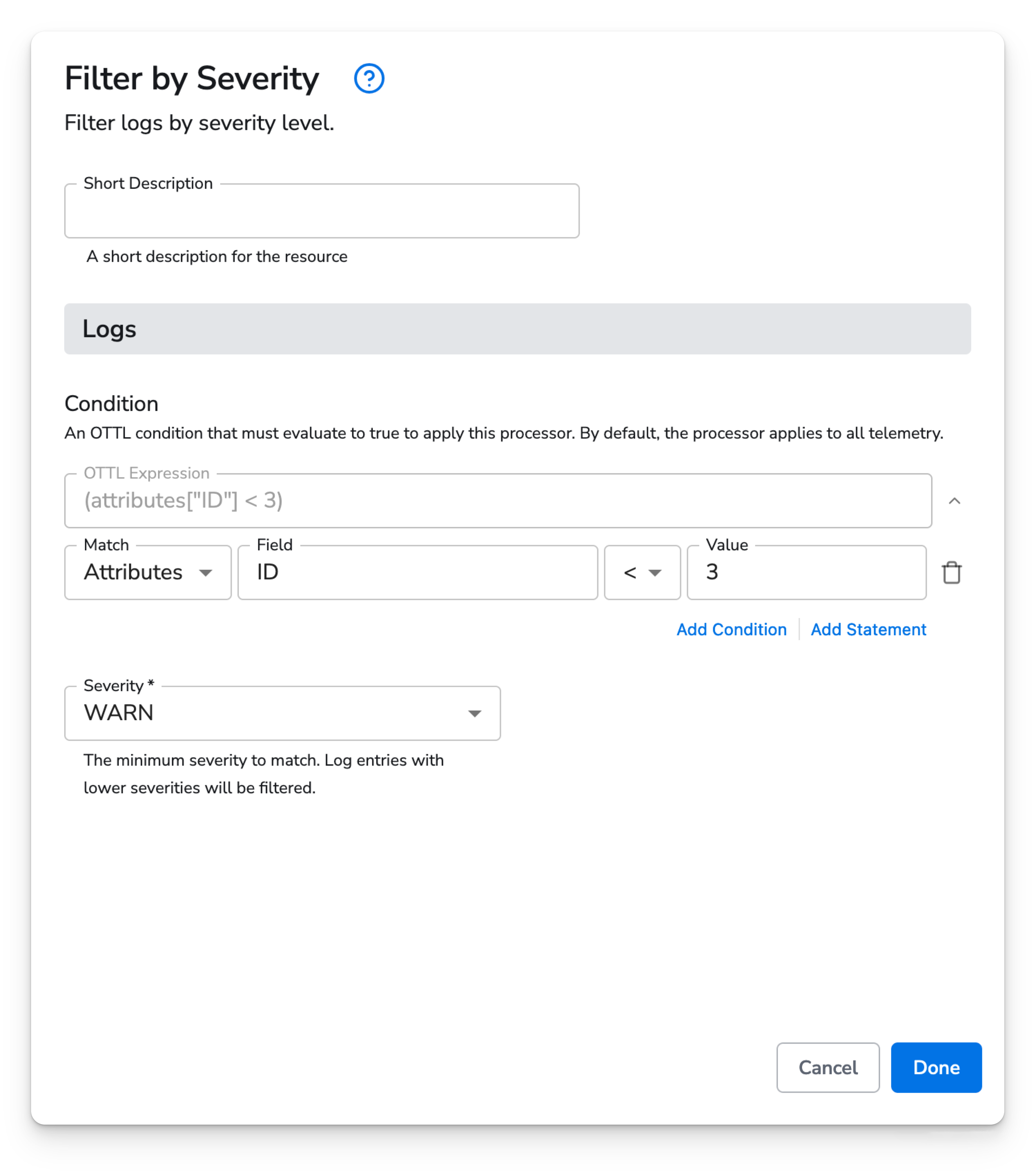 Honeycomb Docs - Filter Severity - image 1