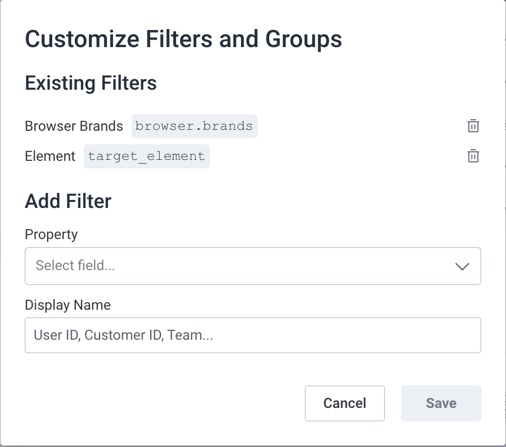 Create and save custom filters for reuse with a display name.