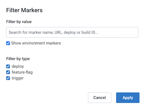 Screenshot illustrating the 'Filter Markers' dialog box for a dataset query